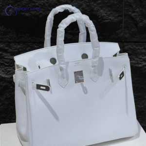 Hermes Birkin 30cm Bag In White Clemence Leather