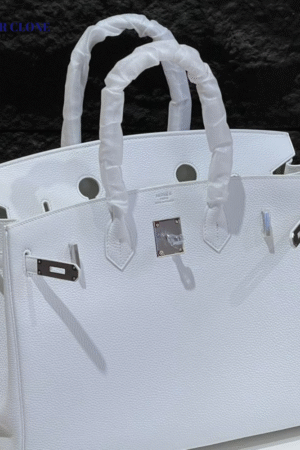Hermes Birkin 30cm Bag In White Clemence Leather