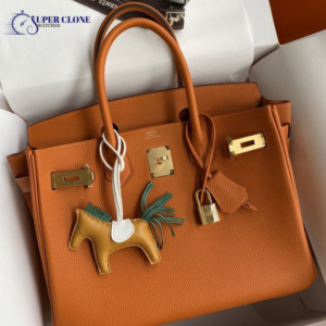 Hermes Birkin 35cm Bag In Orange Clemence Leather