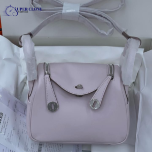 Hermes Lindy Mini Bag In Mauve Pale Clemence Leather