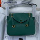Hermes Lindy Mini Bag In Green Clemence Leather