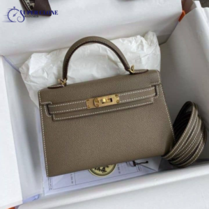 Hermes Kelly 20 Mini Sellier Bag Etoupe