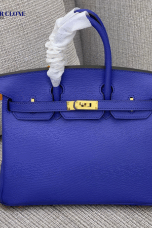 Hermes Birkin 30cm Bag In Blue Clemence Leather