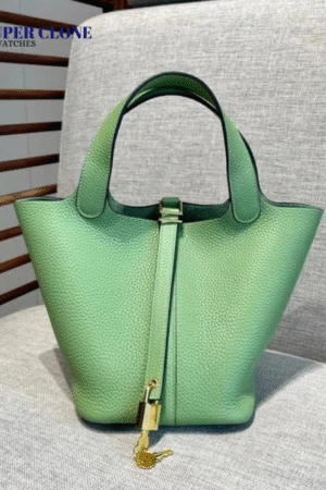 Hermes Picotin Lock 18 Bag In Vert Criquet Clemence Leather