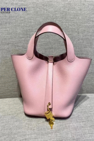 Hermes Picotin 18 in Rose Sakura Clemence Leather