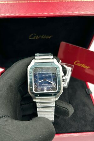 Super Clone Santos de Cartier PVD Blue Dial
