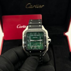 Super Clone Cartier Santos Arabic Green Dial