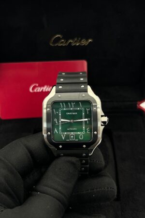 Super Clone Cartier Santos Arabic Green Dial
