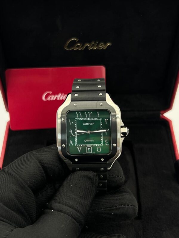 Super Clone Cartier Santos Arabic Green Dial